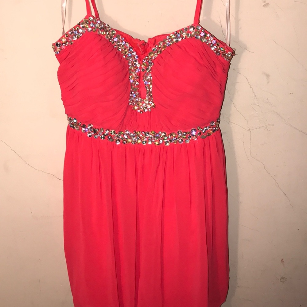 Sequined Coral Semi-Formal Dress